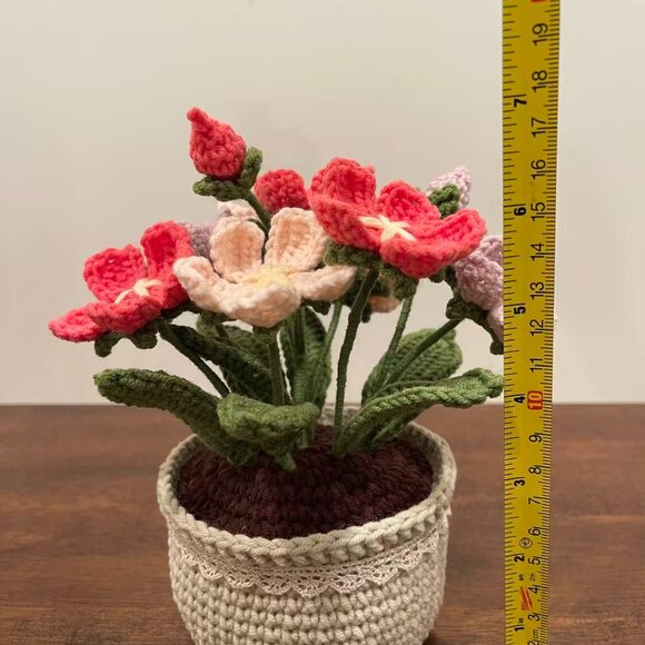 Handmade Crochet Androsace flower Potted Plant - Picture 5 of 5
